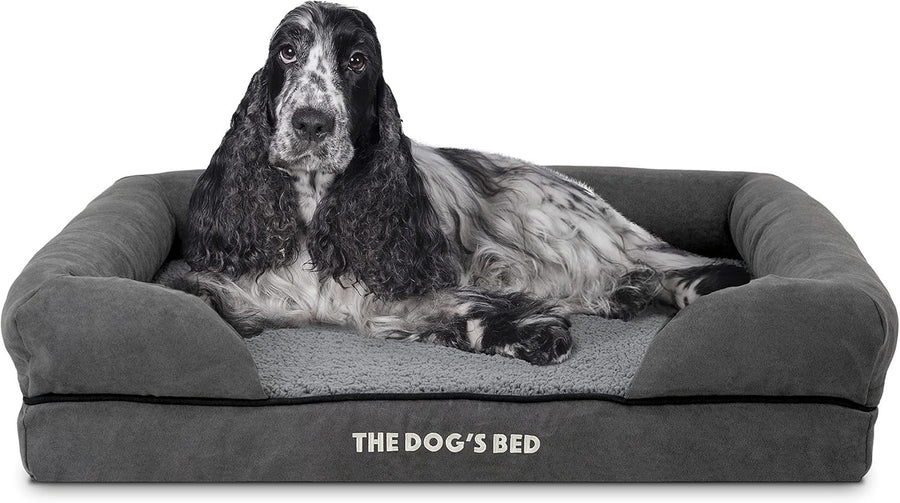 Medium Orthopedic Dog Bed Plush Memory Foam 77x60cm Grey