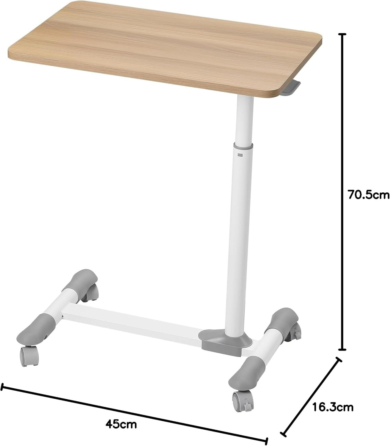Marble White Overbed Table with Wheels Adjustable Hospital Bedside Laptop Desk