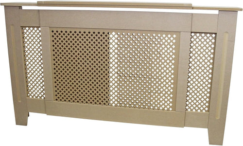 Adjustable Natural MDF Radiator Cover 1400–1920mm Trellis Grill Heating Cabinet