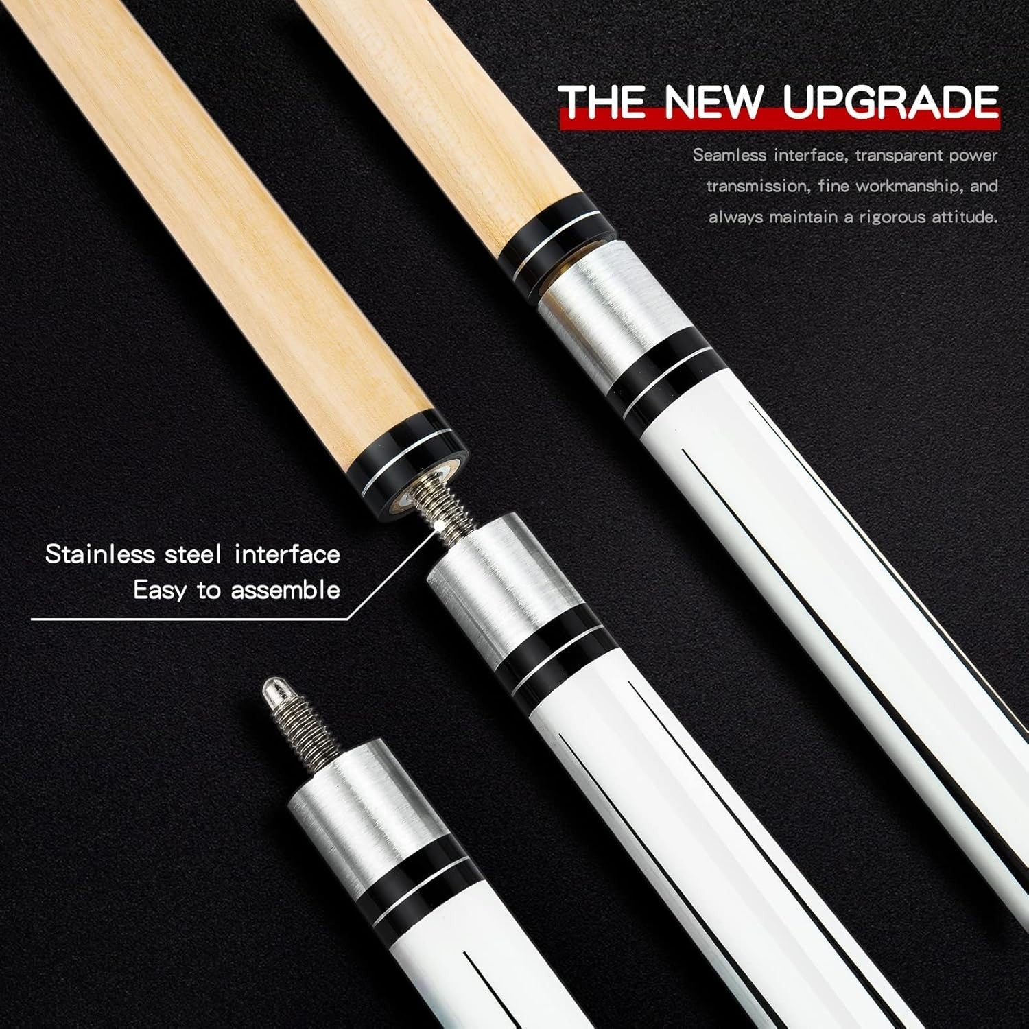 58in Maple Pool Cue 2pc Billiard Stick 20oz Pro Balance Smooth Control