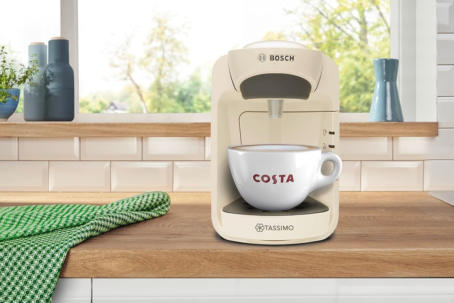 Cream Pod Coffee Machine 1300W Compact One-Touch Brewer with 0.8L Tank