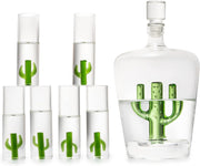 Cactus Tequila Decanter Set with 6 Shot Glasses Luxury Bar Display Gift