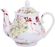 Vintage Porcelain Teapot 37oz Flamingo Tea Pot European Style Gift
