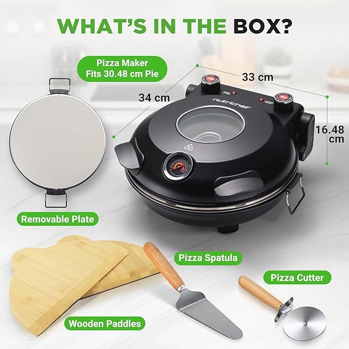 Electric Pizza Oven 30cm Non-Stick Stone 425°C Countertop Cooker 1200W