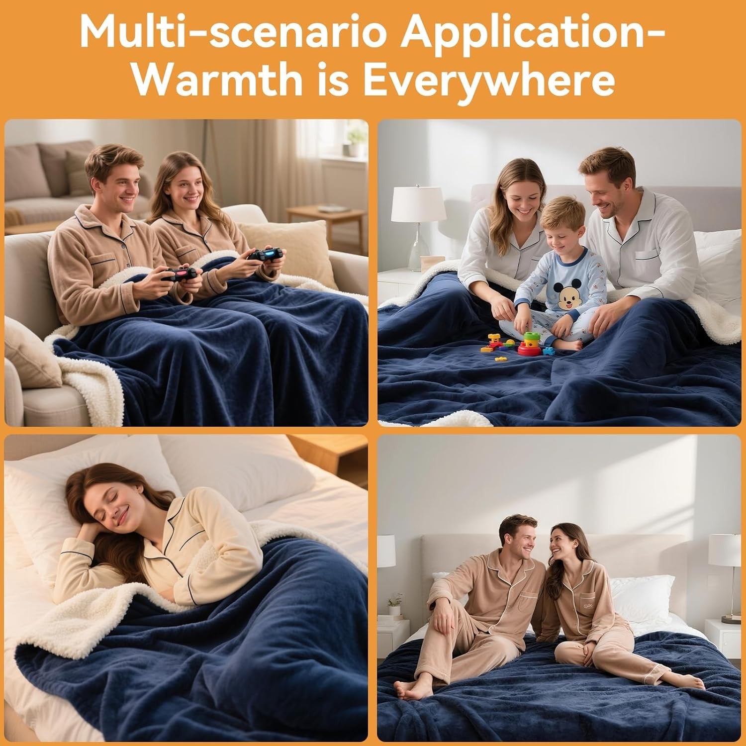 Electric Heated Throw Blanket 160x130cm 9 Heat Levels Auto Off Washable