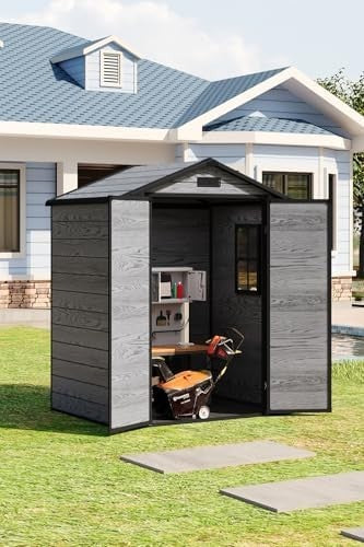Plastic Garden Shed 5.5x4ft Outdoor Waterproof Storage with Floor & Window