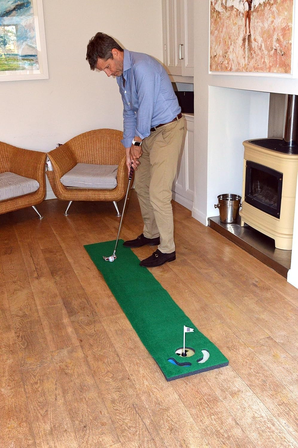 Golf Putting Mat 6ft Indoor Practice Green Alignment Trainer Home Office