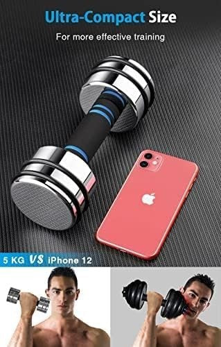 Ultra Compact Steel Adjustable Dumbbells Pair 2.5–25kg Foam Grip