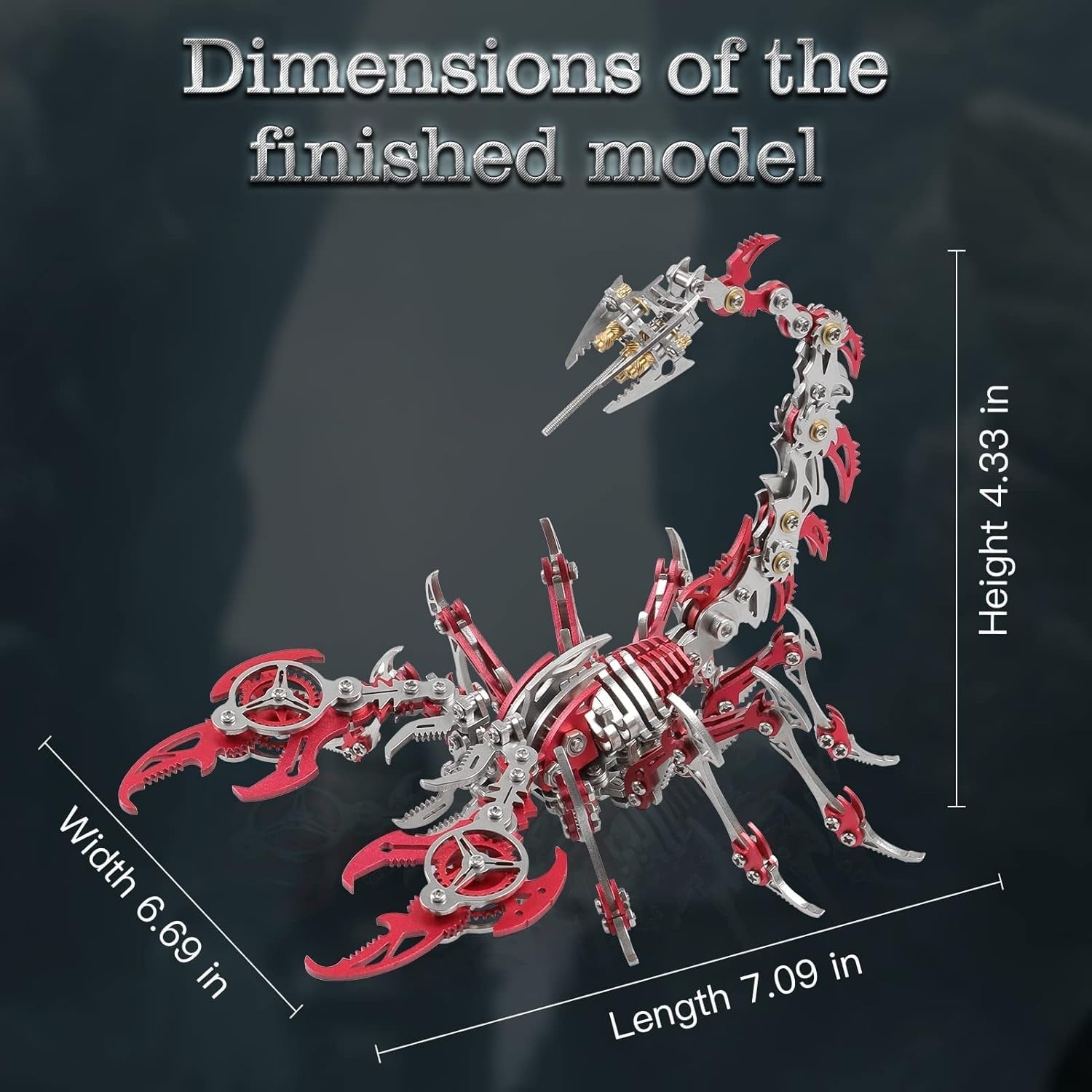 3D Metal Scorpion Puzzle Kit 454PCS Red DIY Mechanical Model Gift