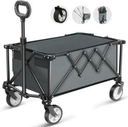 Grey Heavy Duty Folding Wagon 100L All-Terrain Garden Camping Beach Trolley