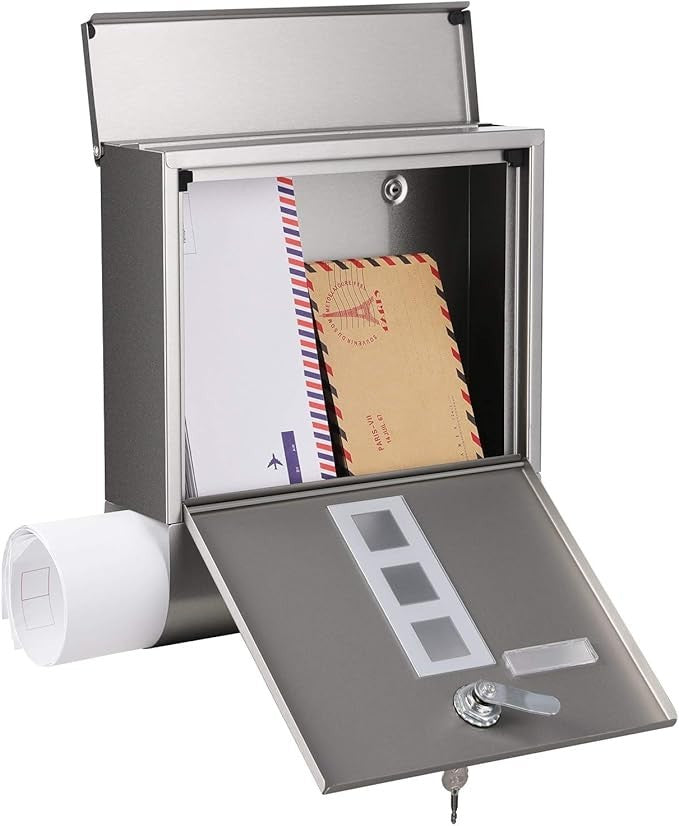 Wall Mounted Post Box with Lock Anthracite Grey Secure Mailbox 11x37x37cm