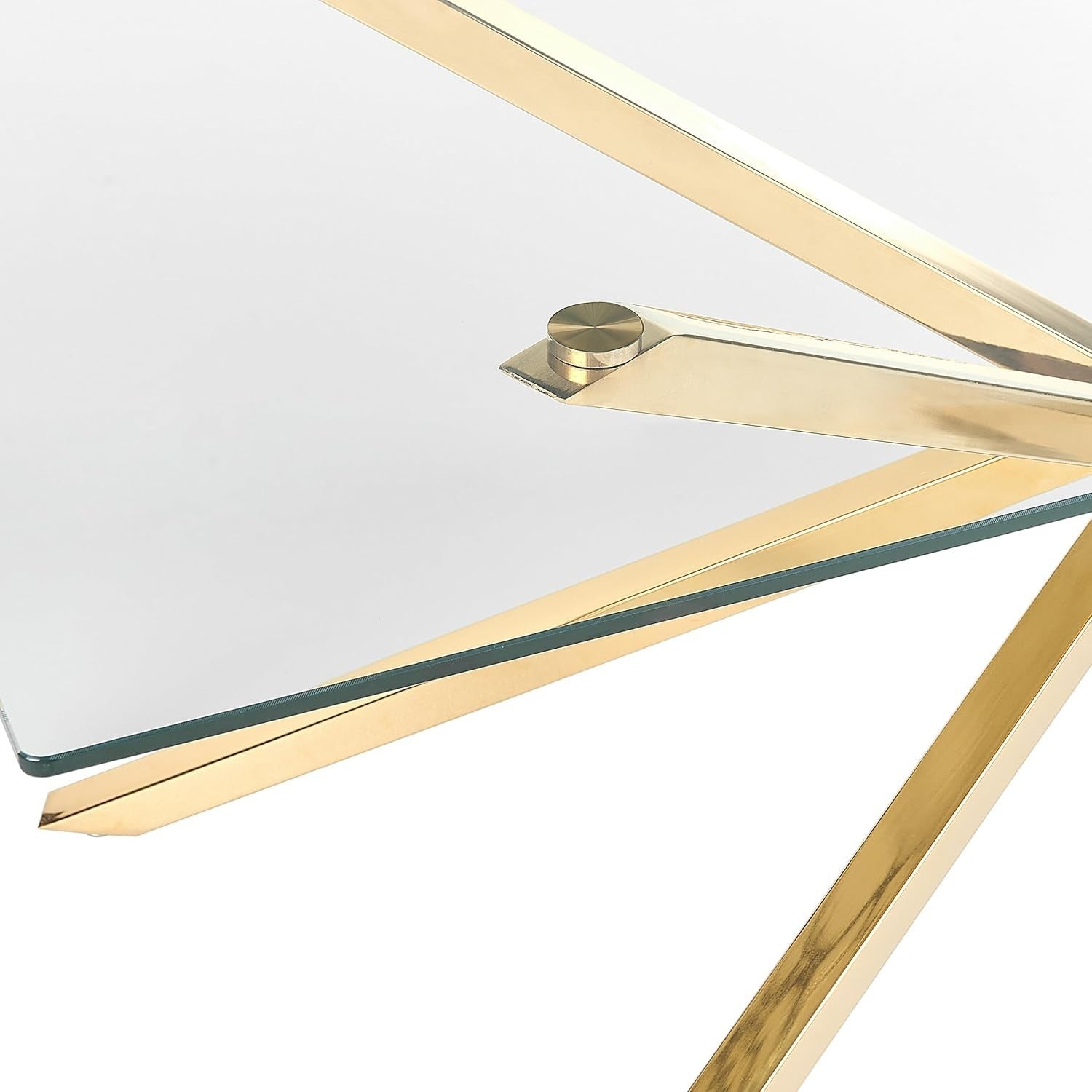 Rectangular Glass Dining Table 160x90cm Gold Metal Modern Kitchen Table