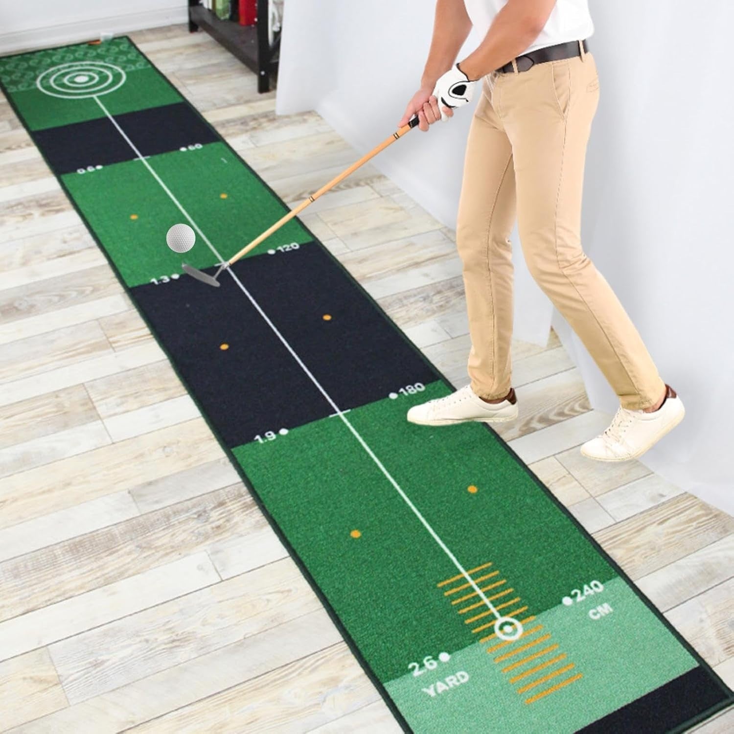Golf Putting Practice Mat Indoor Trainer Distance Marker Home Office 33"