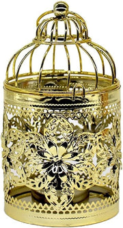 Decorative Hanging Lantern – Bird Cage Metal Candle Holder (C Gold)