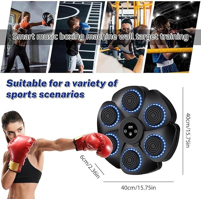 Smart Music Boxing Machine LED Punch Pad Bluetooth Wall Mounted Home Gym