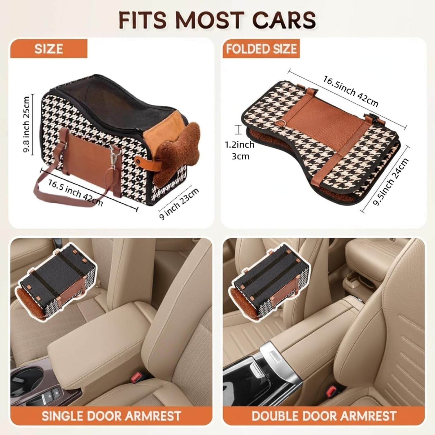 Center Console Pet Booster Seat Dog Cat Carrier Bed Safety Travel Bag