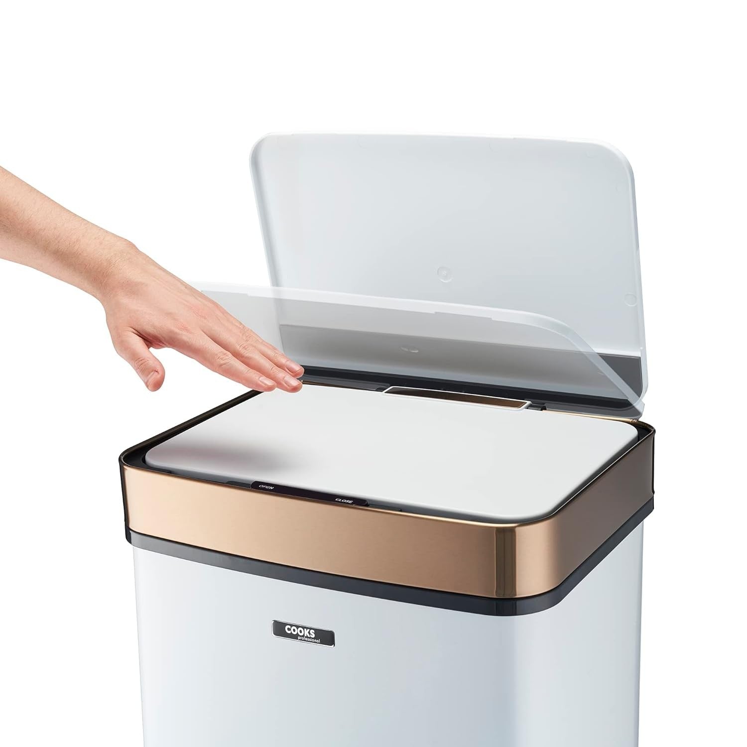 75L Dual Compartment Motion Sensor Kitchen Bin White Copper