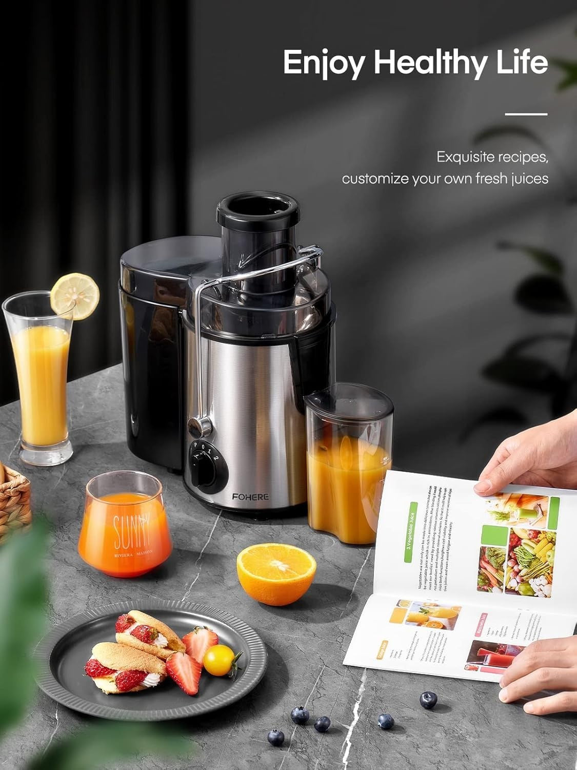 900W Centrifugal Juicer Silver 3 Speed Wide Chute Fast Whole Fruit