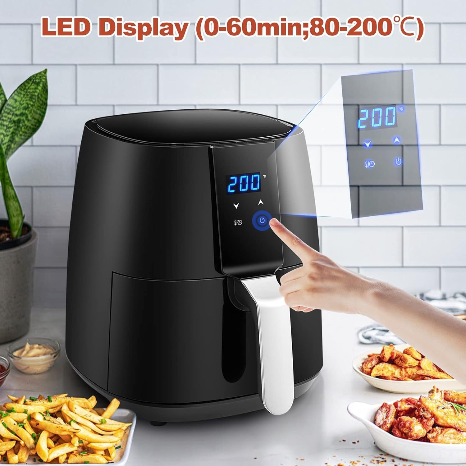 Digital Air Fryer 3.8L Rapid Air 1450W Touch Display Low Oil