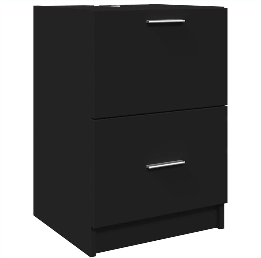 Compact Black Under Sink Bathroom Cabinet 40x37x59cm Modern Vanity Storage Unit