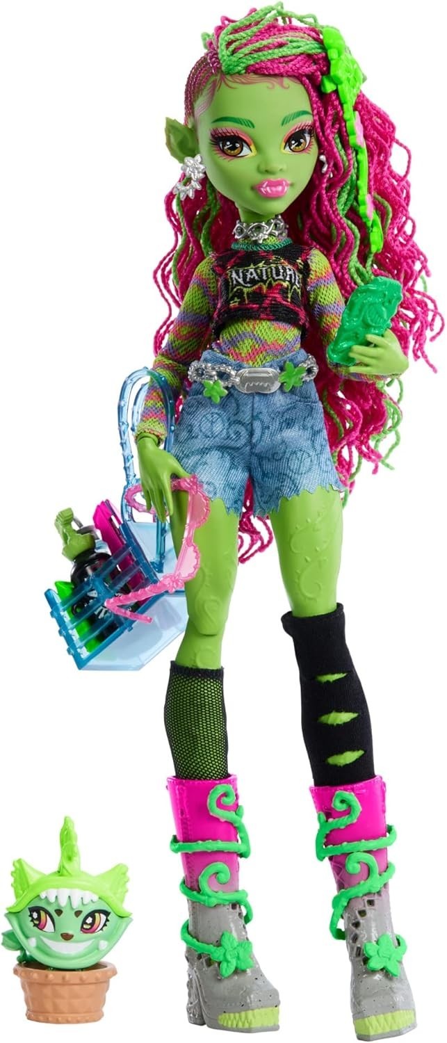 Fashion Doll Plant Monster with Pet Cat Accessories Backpack Outfit
