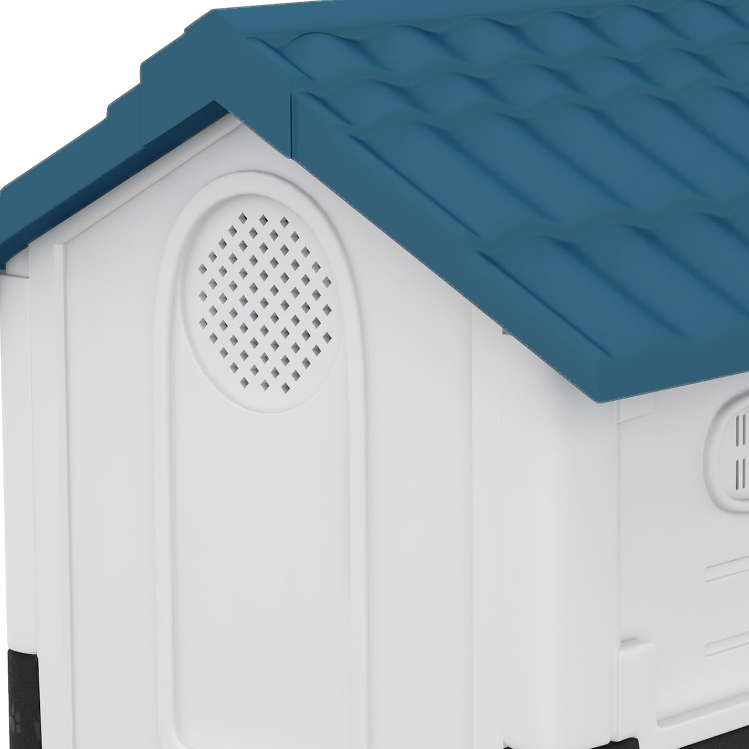 Small Outdoor Dog House Weatherproof Kennel with Vents & Raised Base – Blue