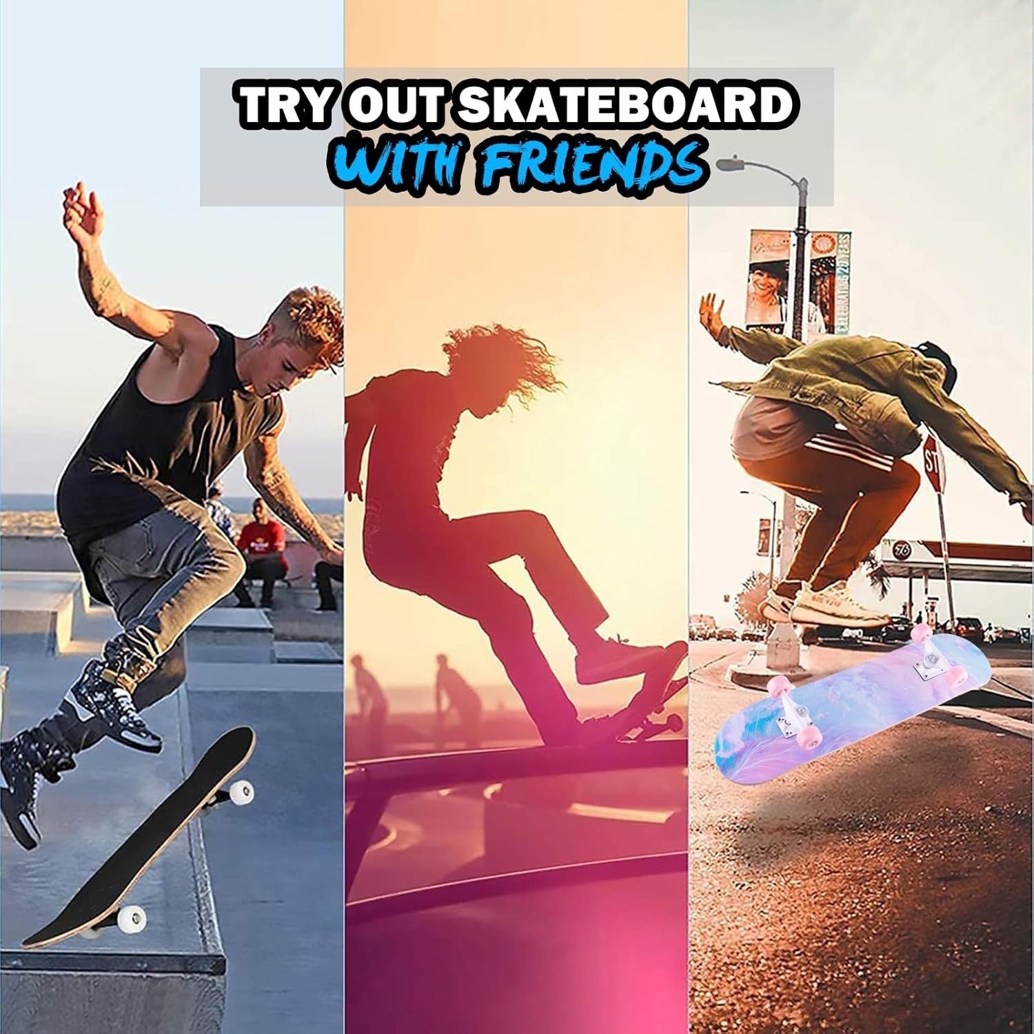 31x8 Maple Skateboard Complete Double Kick Pink Cruiser Beginner Teens