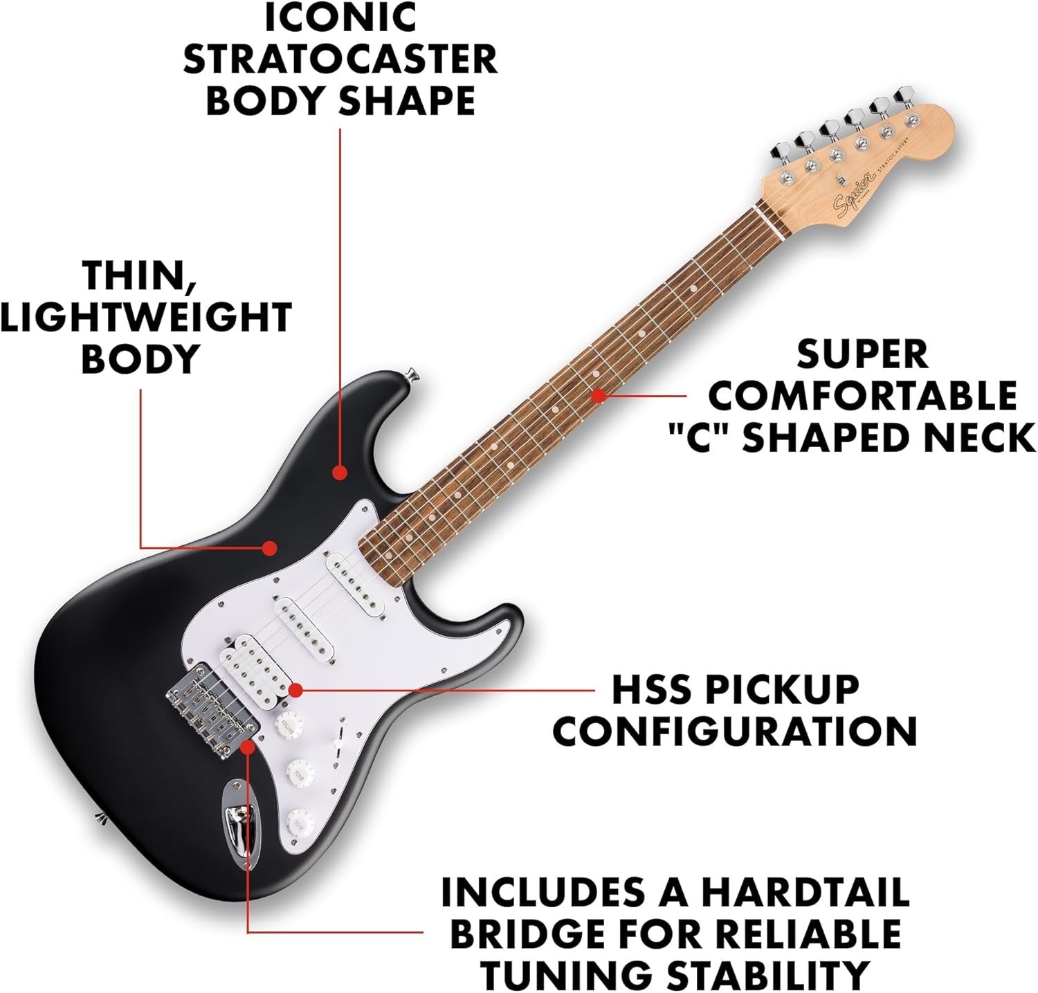 Strat Style Electric Guitar HSS Tremolo Maple Neck Laurel Fretboard