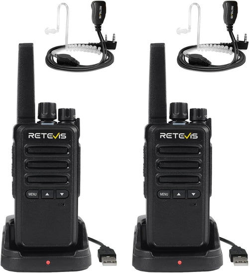 Walkie Talkies w Earpiece PMR446 VOX 16 Channel Type C Radio 2 Pack