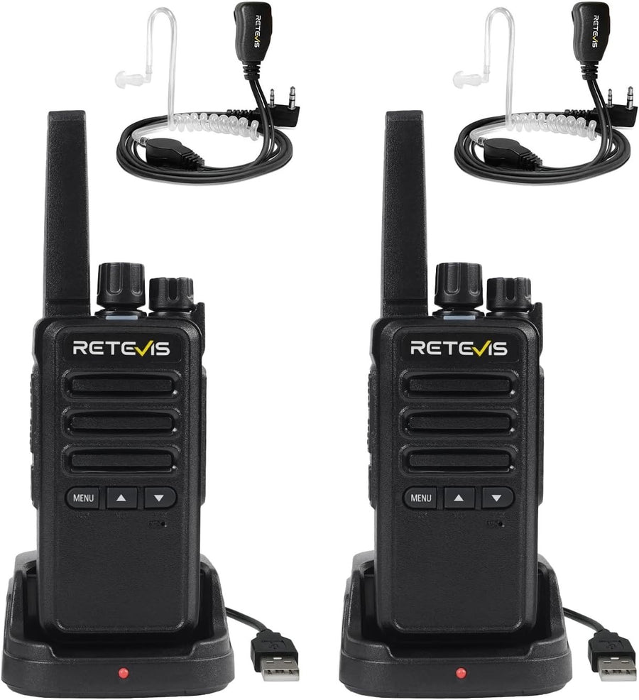 Walkie Talkies w Earpiece PMR446 VOX 16 Channel Type C Radio 2 Pack
