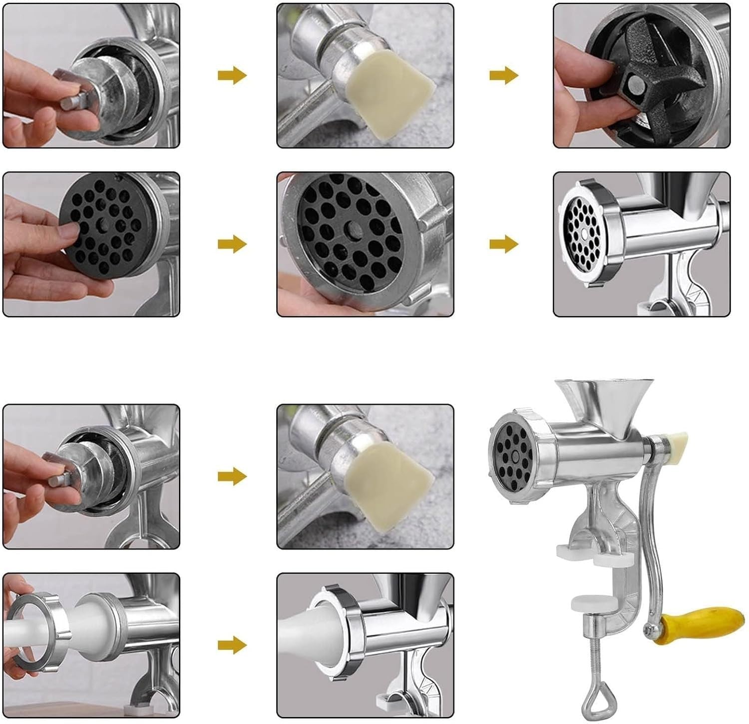 Heavy Duty Hand Meat Mincer Sausage Maker Aluminium Grinder Clamp