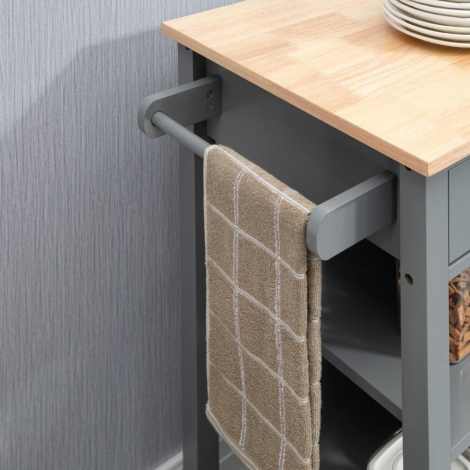 Compact Kitchen Trolley Storage Cart with Drawer Cabinet Shelves Wheels