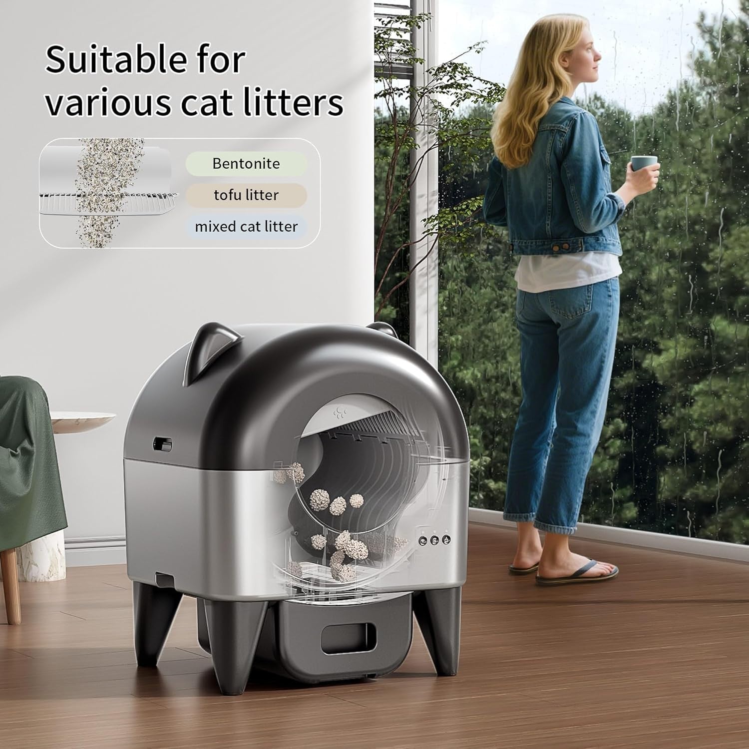 95L Self Cleaning Cat Litter Box APP Control Smart Multi Cat XL