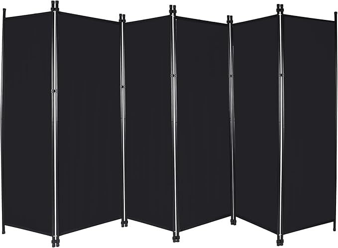 10FT 6-Panel Folding Room Divider Black Privacy Screen Partition Wall Office