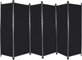 10FT 6-Panel Folding Room Divider Black Privacy Screen Partition Wall Office