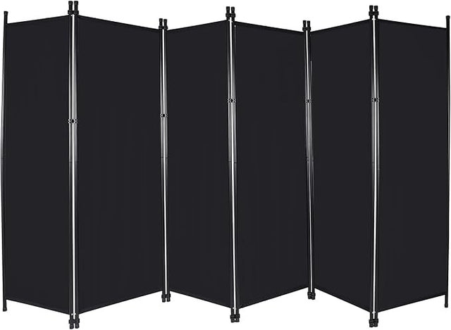 10FT 6-Panel Folding Room Divider Black Privacy Screen Partition Wall Office