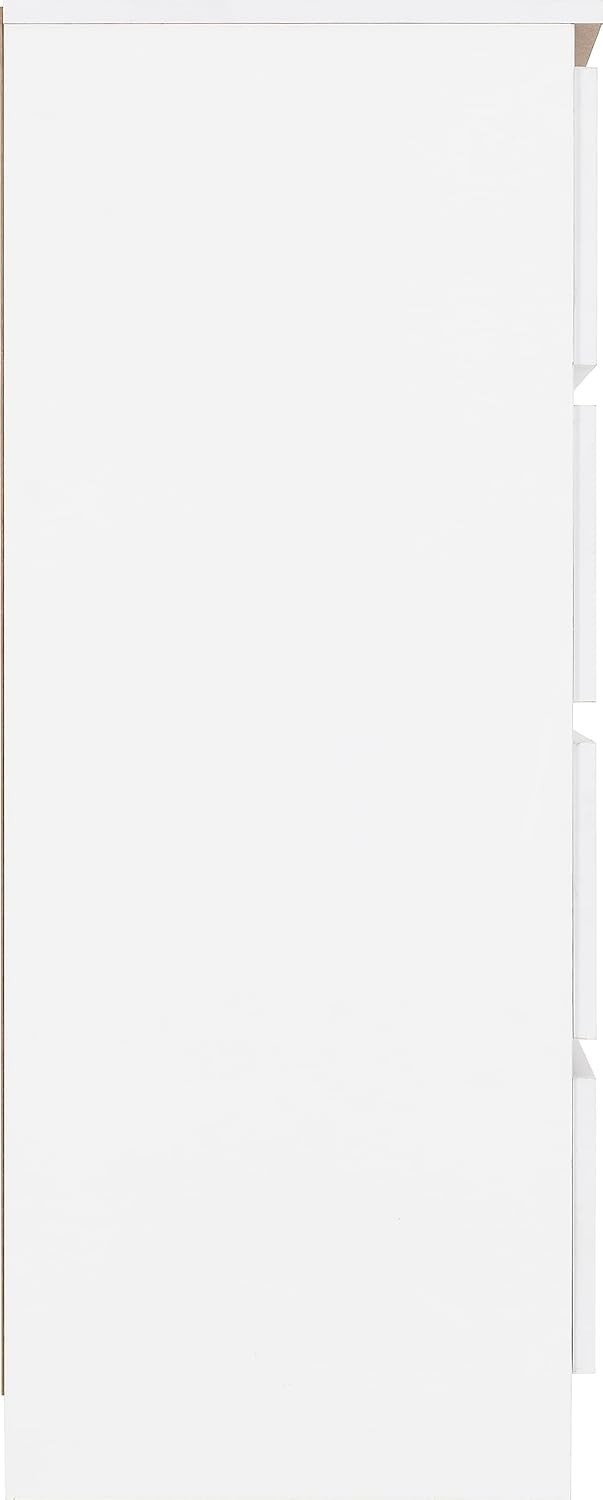 White 4 Drawer Chest Tall Modern Storage Cabinet for Bedroom or Hallway