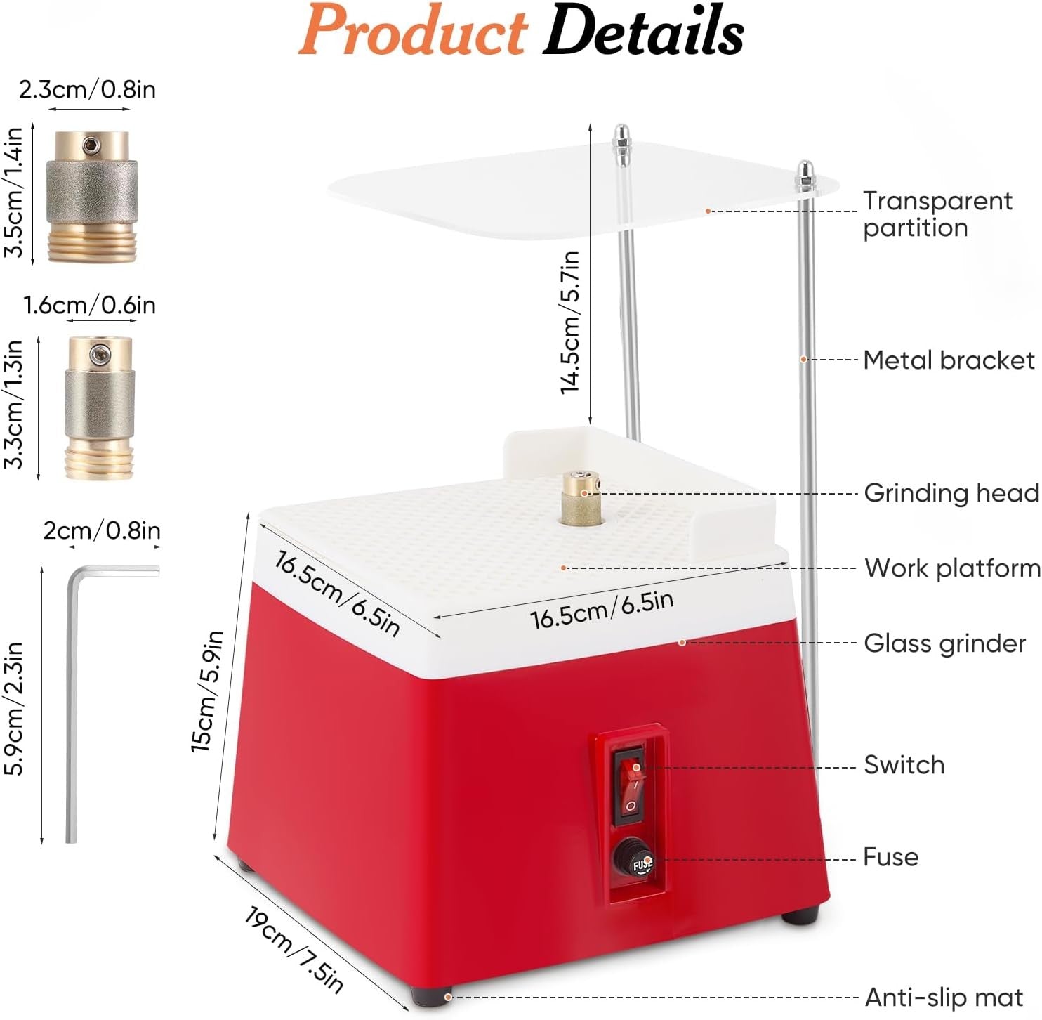 Stained Glass Grinder 65W Portable Glass Grinding Machine 4200RPM DIY
