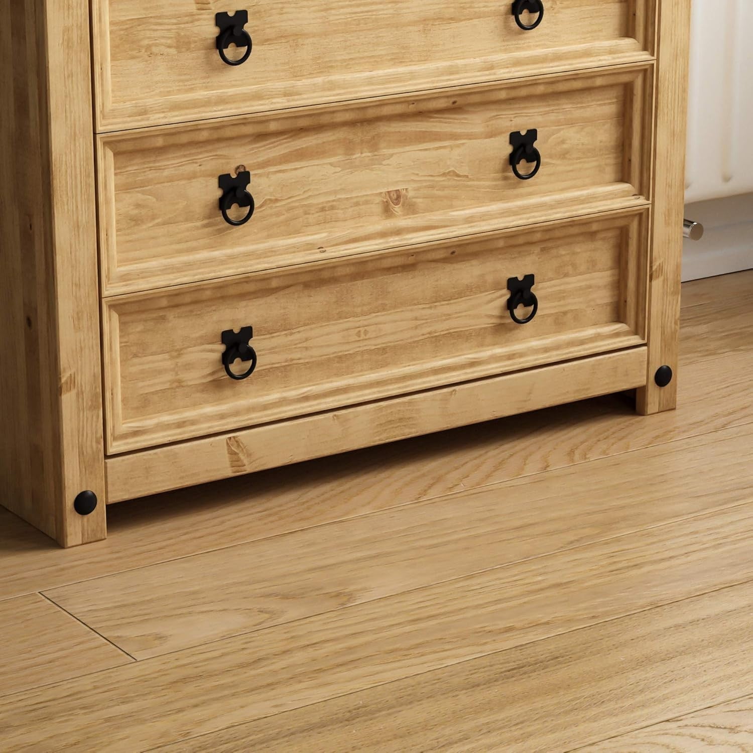 5 Drawer Solid Pine Chest | Rustic Wax Finish | Wooden Bedroom Storage