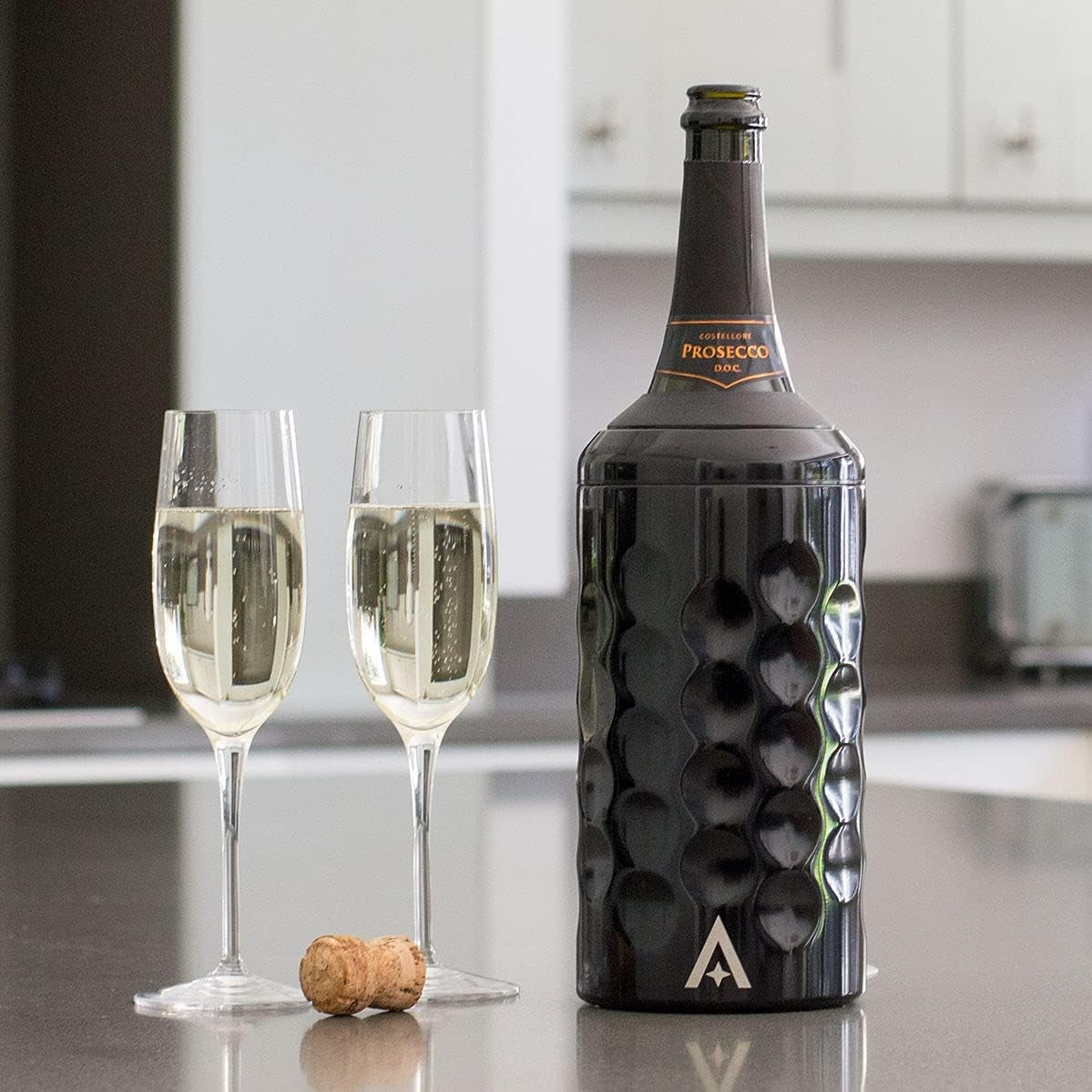 Wine Bottle Cooler Black Stainless Steel Double Wall Vacuum Chiller Gift