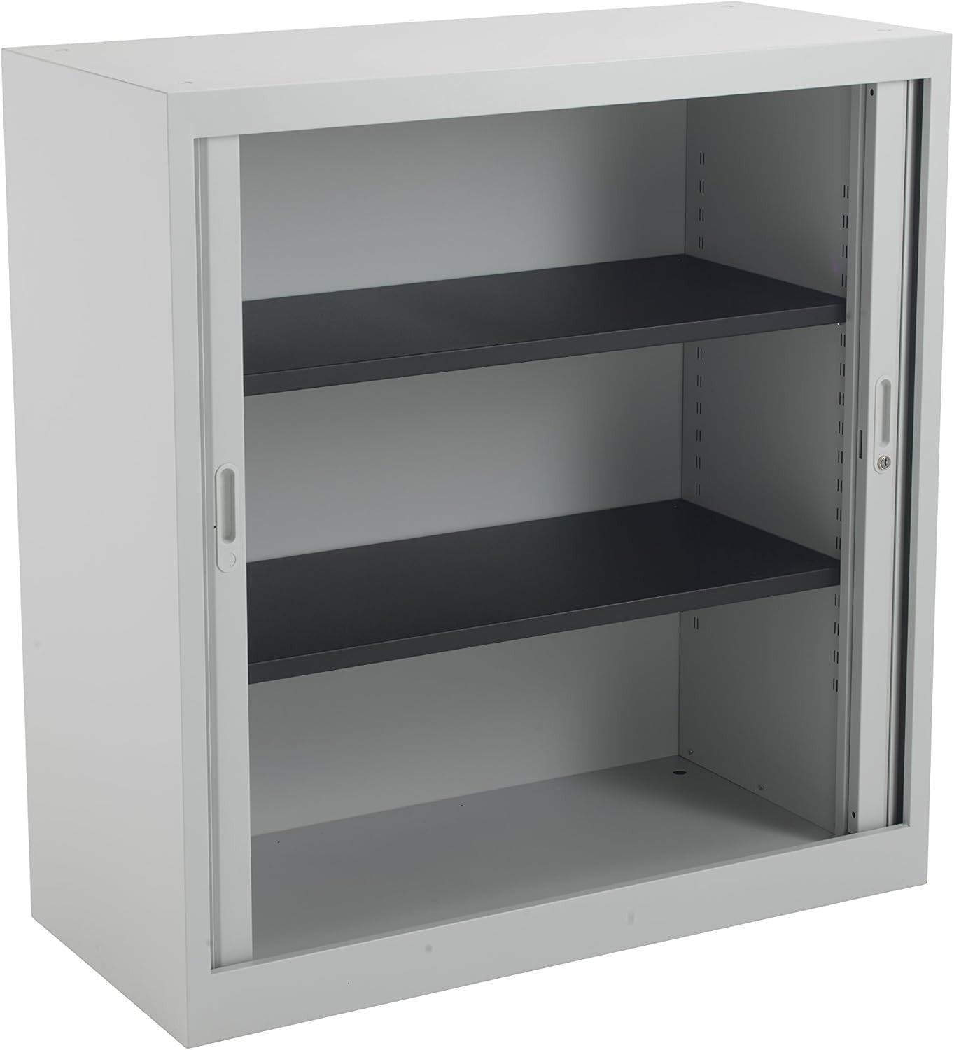 Grey Metal Lockable Storage Cabinet Office Cupboard with Adjustable Shelves