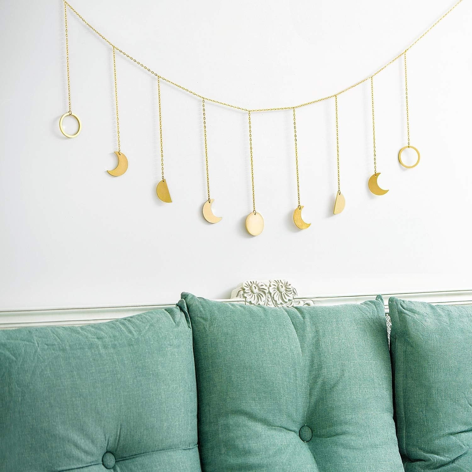 Moon Phase Garland Boho Wall Hanging Gold 130cm Decor