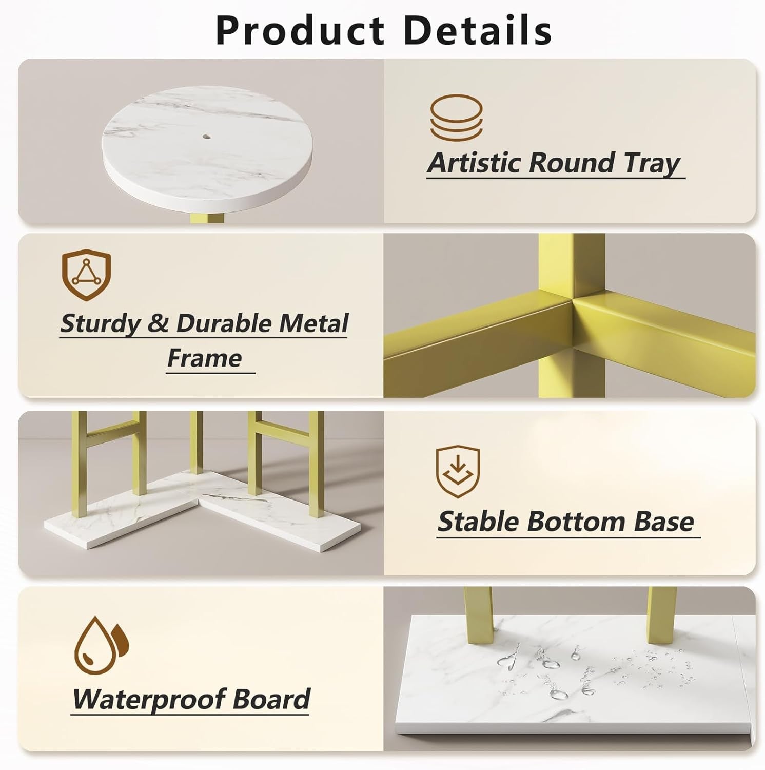 6 Tier Gold Metal Wood Plant Stand | Tall Indoor Corner Flower Pot Display Shelf