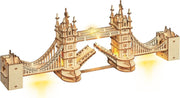 3D Wooden Tower Bridge Puzzle with Lights - DIY Model Kit for Home Decor