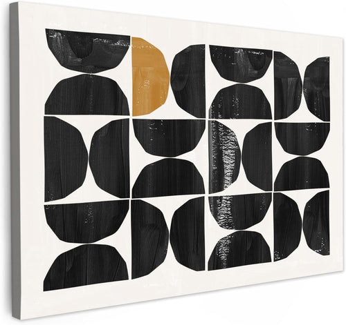 Large Abstract Black Beige Canvas Wall Art 120x80cm Modern Living Room