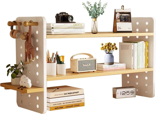 5-Shelf Adjustable Wooden Desktop Bookcase Modern Tabletop Organizer 40cm