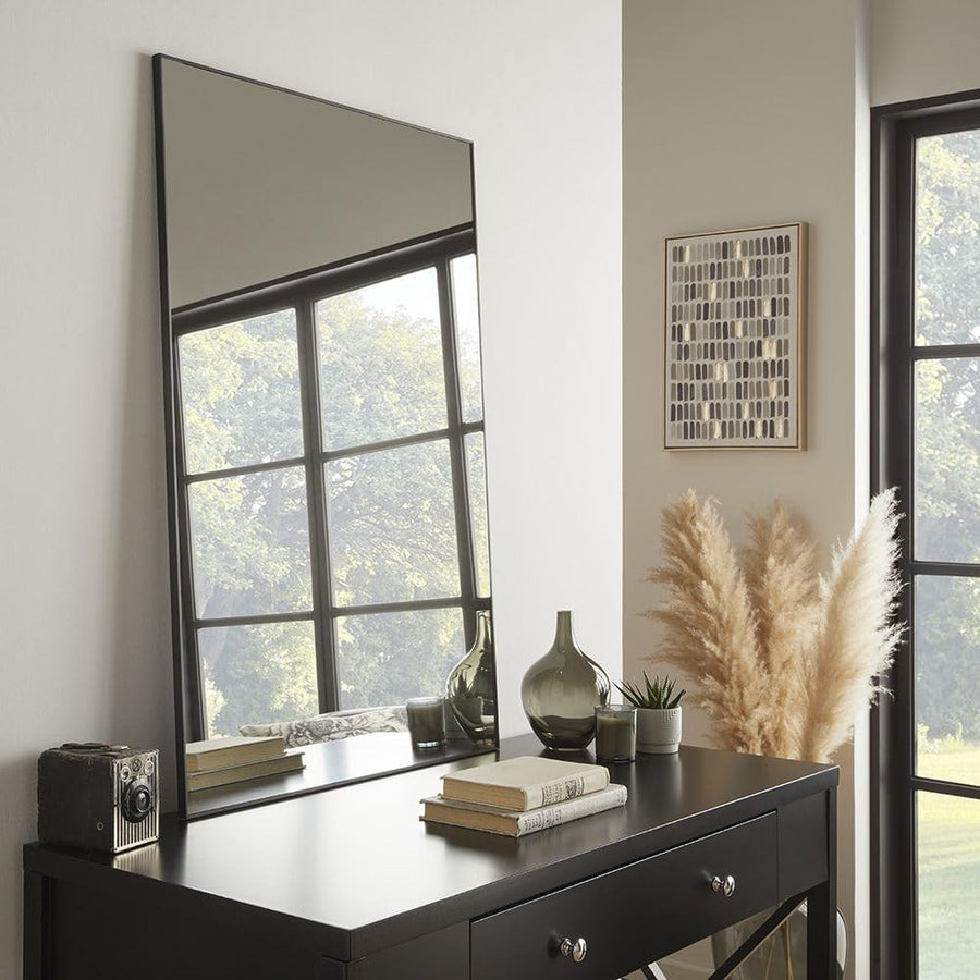 Modern Rectangular Wall Mirror 90x60cm Black Frame, Sleek & Durable