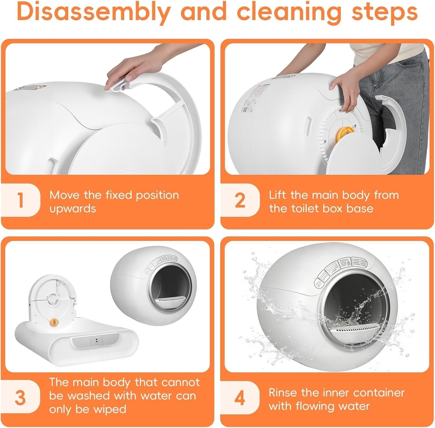 Self Cleaning Cat Litter Box App Control 65L Smart Odor Free XL