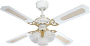 Westinghouse 105CM Princess Trio Ceiling Fan, White/Rattan, 3-Speed, Classic