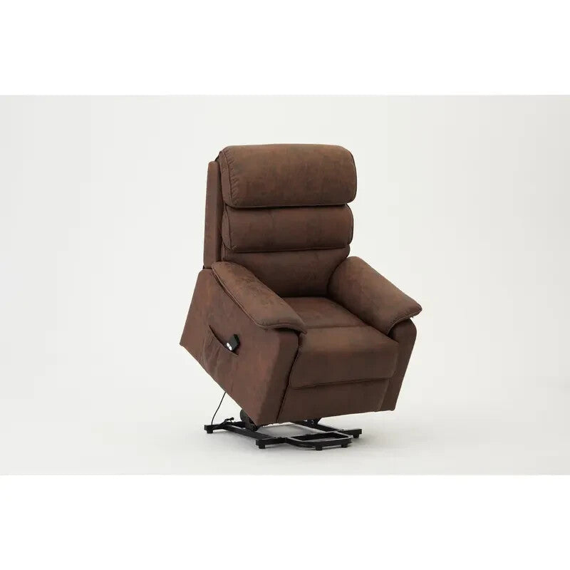 Brown Electric Riser Recliner Armchair with Lift & Remote | Faux Leather